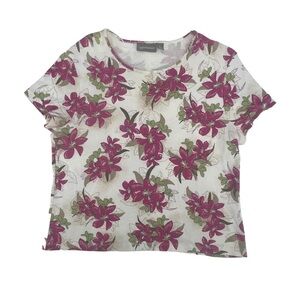 Croft & Barrow Pink Floral Short Sleeve Blouse Size Large Petite Women’s